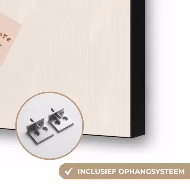 Bloemen - Quote - Beige - Lint Textielframe zwart klein -USP_ophangsysteemNL