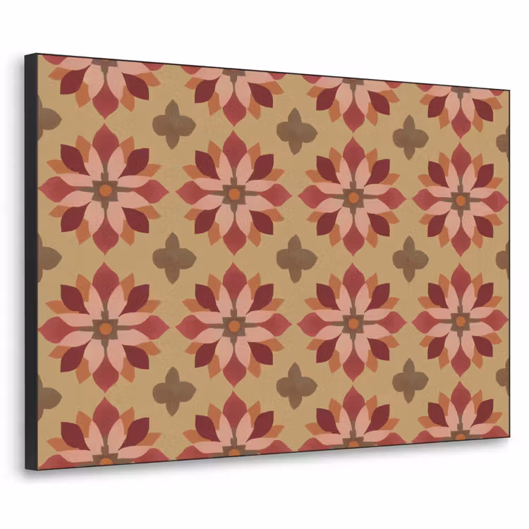 Bloemen - Retro - Groen Textielframe zwart klein 947 -3d