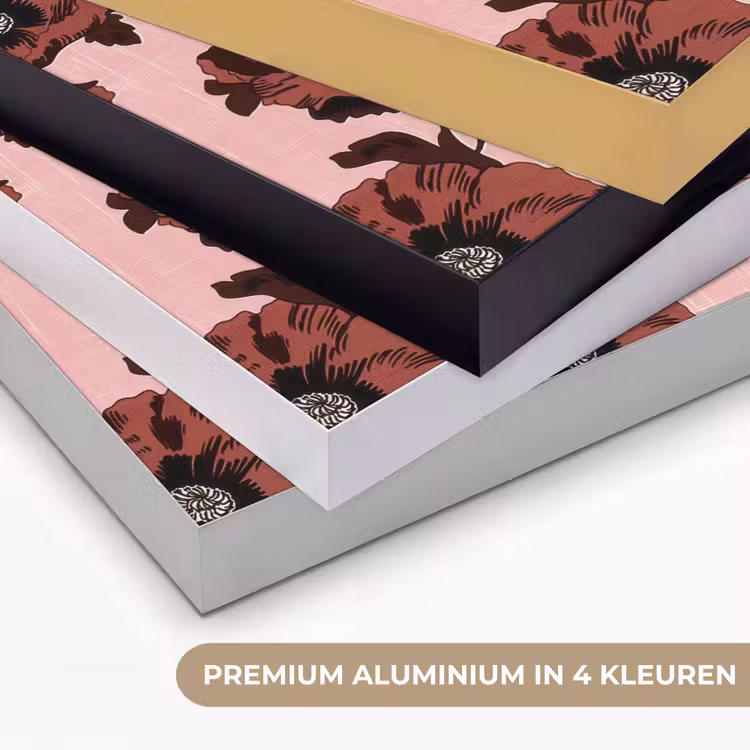 Bloemen - Retro - Rood Textielframe zwart klein 947 -USP_kleurenNL