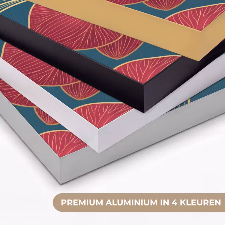 Art frame - Bloemen - Rood - Goud - Bloemen - Rood - Goud Textielframe zwart klein