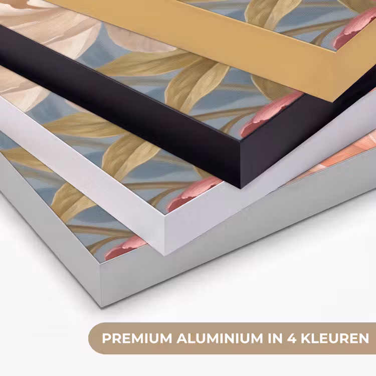 Bloemen - Roze - Beige - Modern - Natuur Textielframe zwart klein -USP_kleurenNL