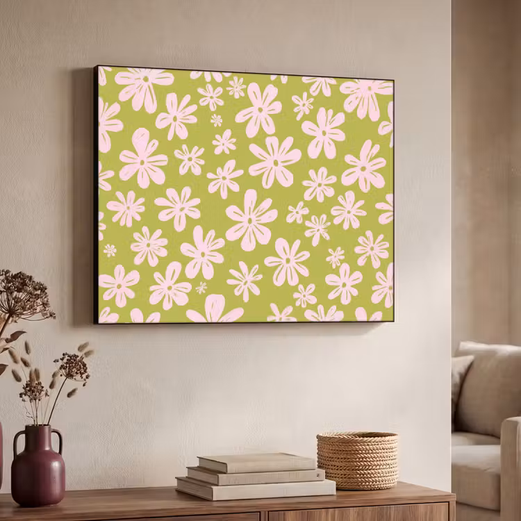 Bloemen - Roze - Getekend - Patroon Textielframe - compleet frame klein -sfeer3