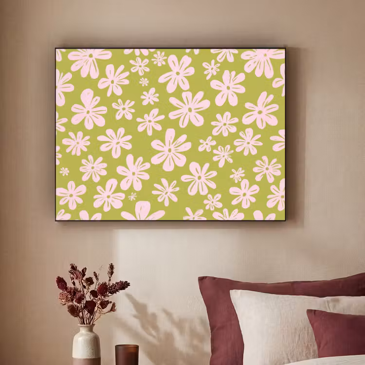 Bloemen - Roze - Getekend - Patroon Textielframe - compleet frame klein -sfeer1