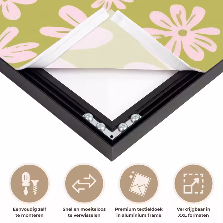 Bloemen - Roze - Getekend - Patroon Textielframe zwart klein -USP_closeupNL