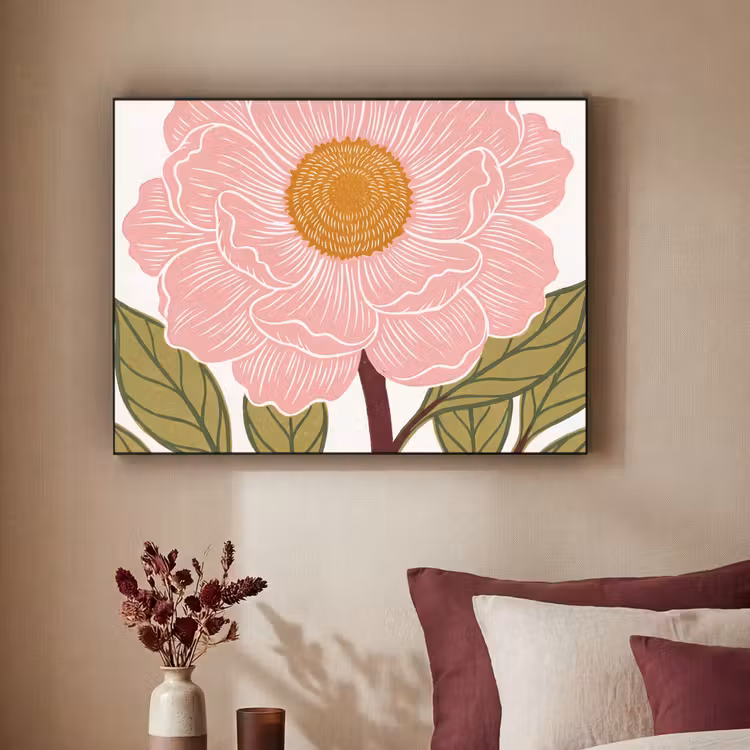 Art frame - Bloemen - Roze - Illustratie - Bloemen - Roze - Illustratie Textielframe zwart klein