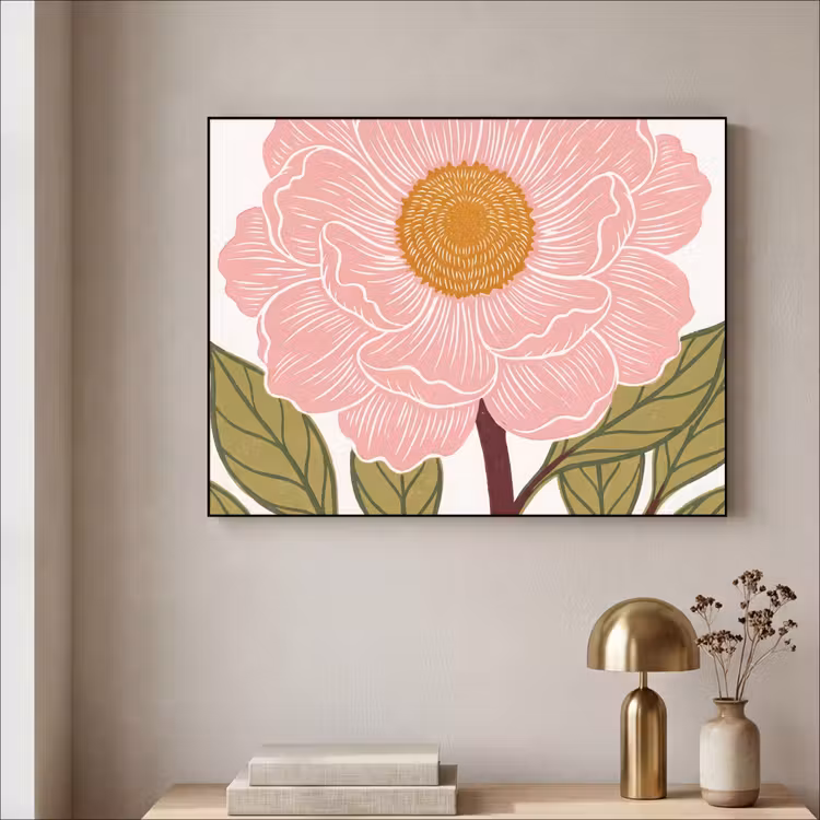 Art frame - Bloemen - Roze - Illustratie - Bloemen - Roze - Illustratie Textielframe zwart klein