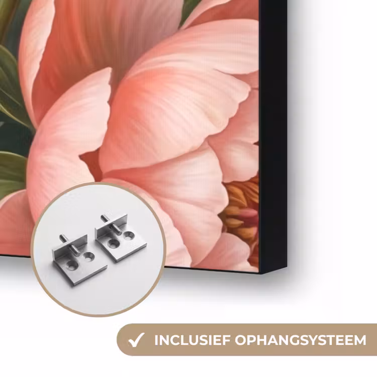 Bloemen - Roze - Klassiek - Gedetailleerd - Natuur Textielframe zwart klein -USP_ophangsysteemNL