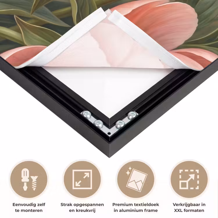 Bloemen - Roze - Klassiek - Gedetailleerd - Natuur Textielframe zwart klein -USP_feed_closeupNL
