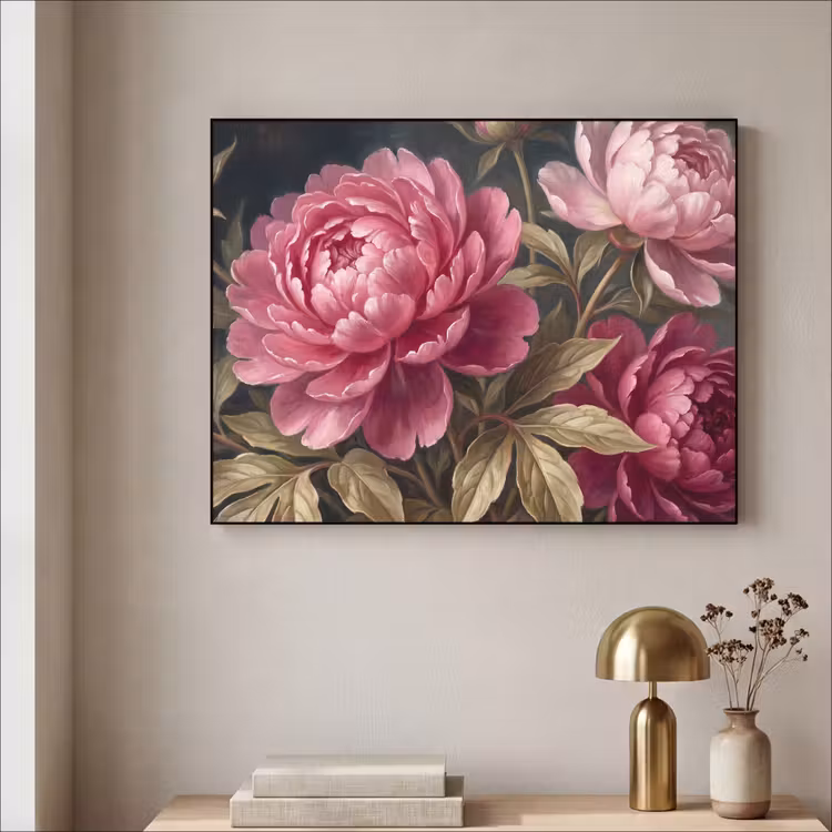 Bloemen - Roze - Klassiek - Natuur Textielframe zwart klein -sfeer2