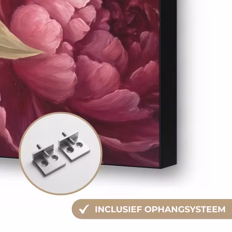 Bloemen - Roze - Klassiek - Natuur Textielframe zwart klein -USP_ophangsysteemNL