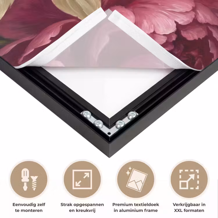 Bloemen - Roze - Klassiek - Natuur Textielframe zwart klein -USP_feed_closeupNL