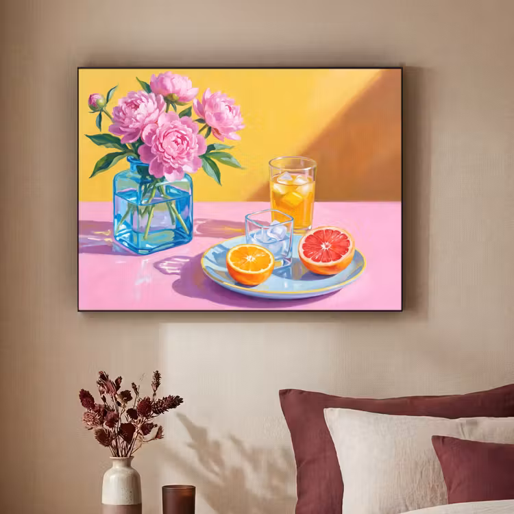 Art frame - Bloemen - Roze - Modern - Bloemen - Roze - Modern Textielframe zwart klein