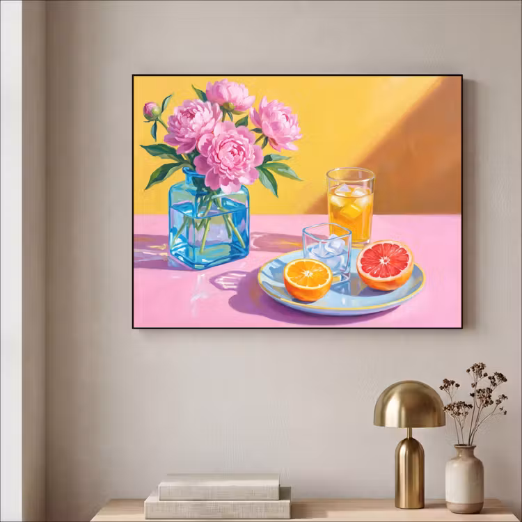 Art frame - Bloemen - Roze - Modern - Bloemen - Roze - Modern Textielframe zwart klein