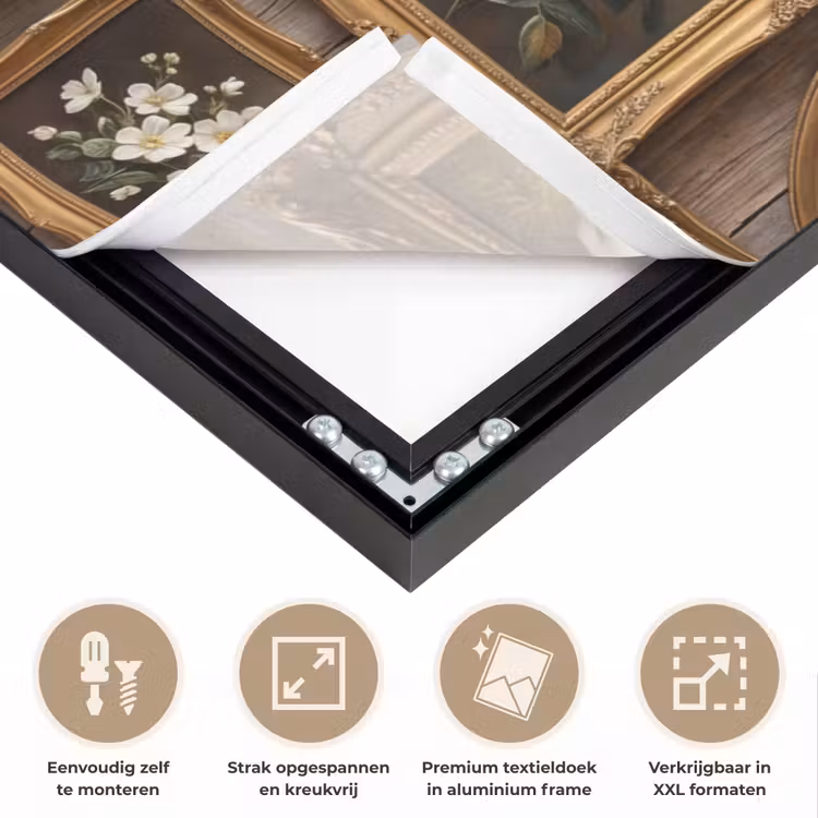 Bloemen - Rozen - Klassiek - Vaas - Kleurrijk Textielframe zwart klein -USP_feed_closeupNL
