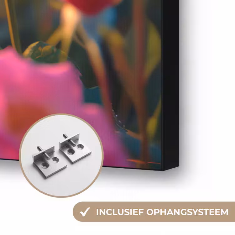 Bloemen - Rozen - Natuur - Roze - Bloem Textielframe zwart klein -USP_ophangsysteemNL
