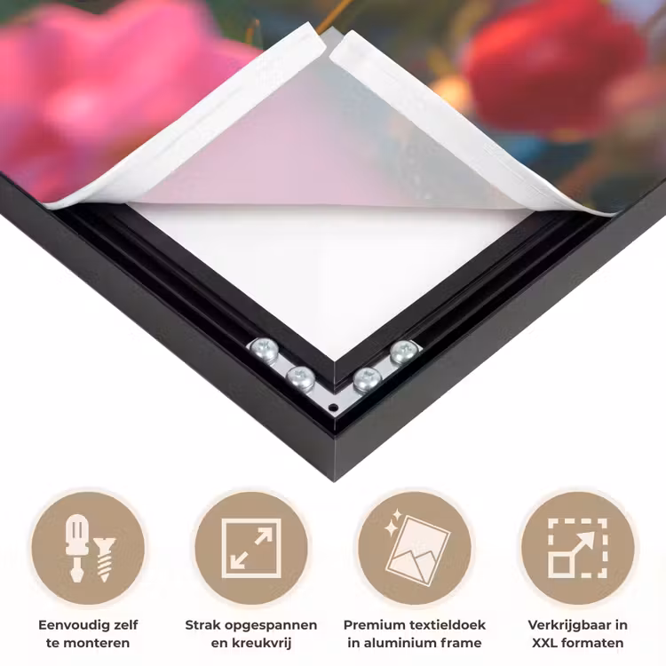 Bloemen - Rozen - Natuur - Roze - Bloem Textielframe zwart klein -USP_feed_closeupNL
