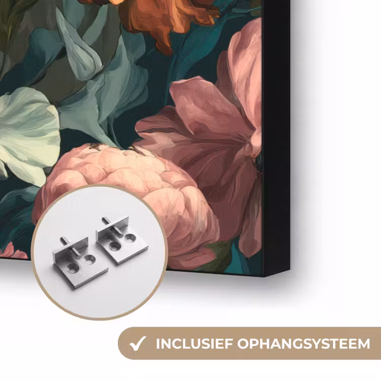 Bloemen - Schilderachtig - Patroon - Roze Textielframe zwart klein 947 -USP_ophangsysteemNL