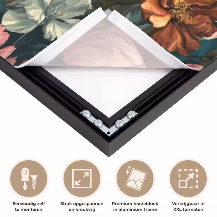 Bloemen - Schilderachtig - Patroon - Roze Textielframe zwart klein 947 -USP_feed_closeupNL