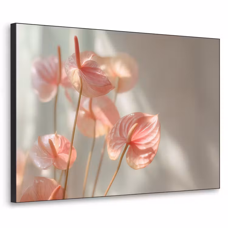 Bloemen - Stelen - Roze - Schaduw Textielframe zwart klein -3d