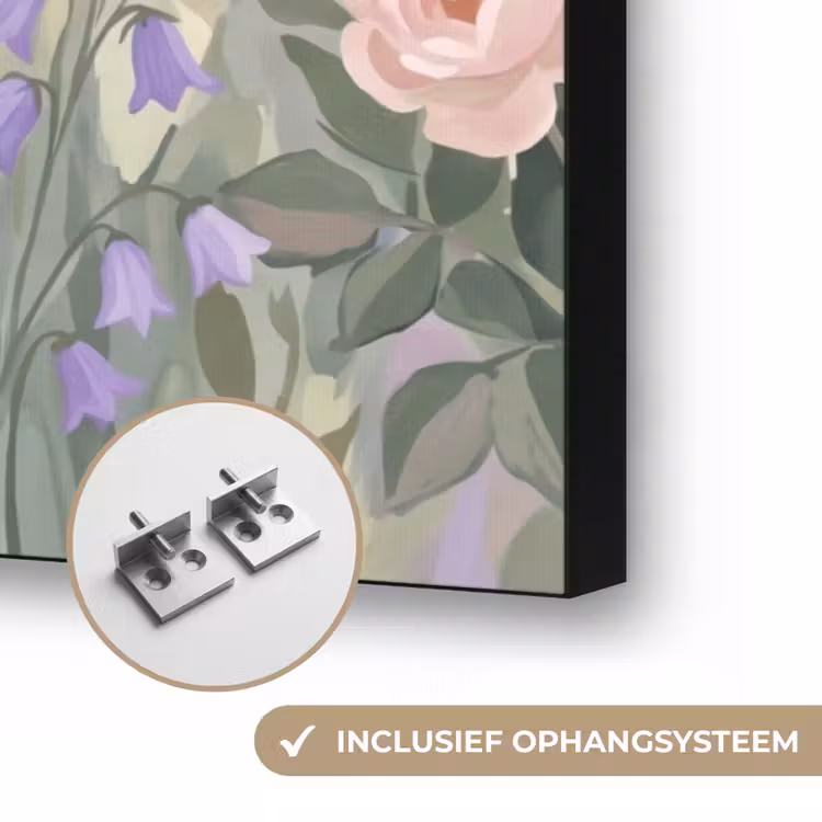 Bloemen - Tuin - Natuur - Kleurrijk Textielframe zwart klein -USP_ophangsysteemNL