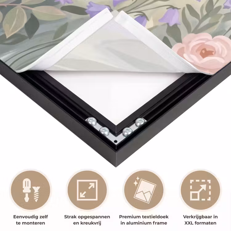 Bloemen - Tuin - Natuur - Kleurrijk Textielframe zwart klein -USP_feed_closeupNL