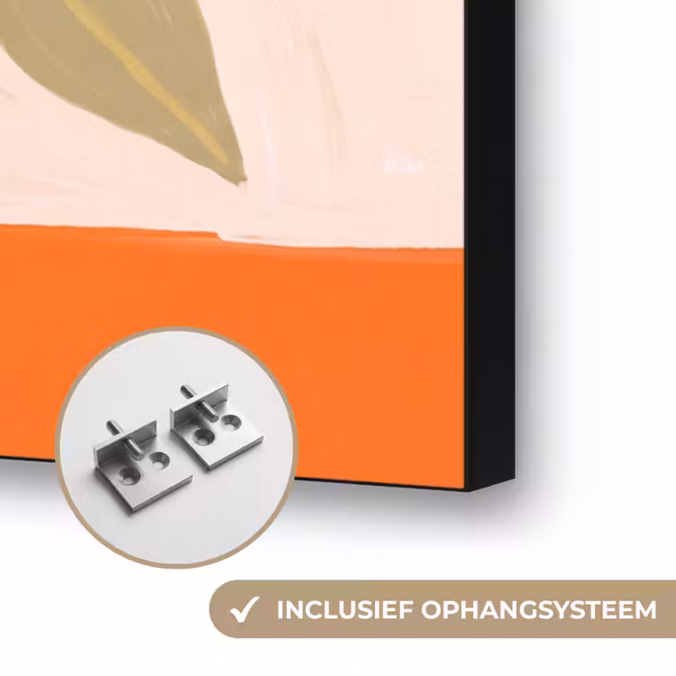 Bloemen - Vaas - Abstract - Paars - Oranje Textielframe zwart klein -USP_ophangsysteemNL