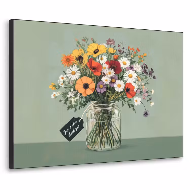 Bloemen - Vaas - Kaartje Textielframe - compleet frame klein -3d