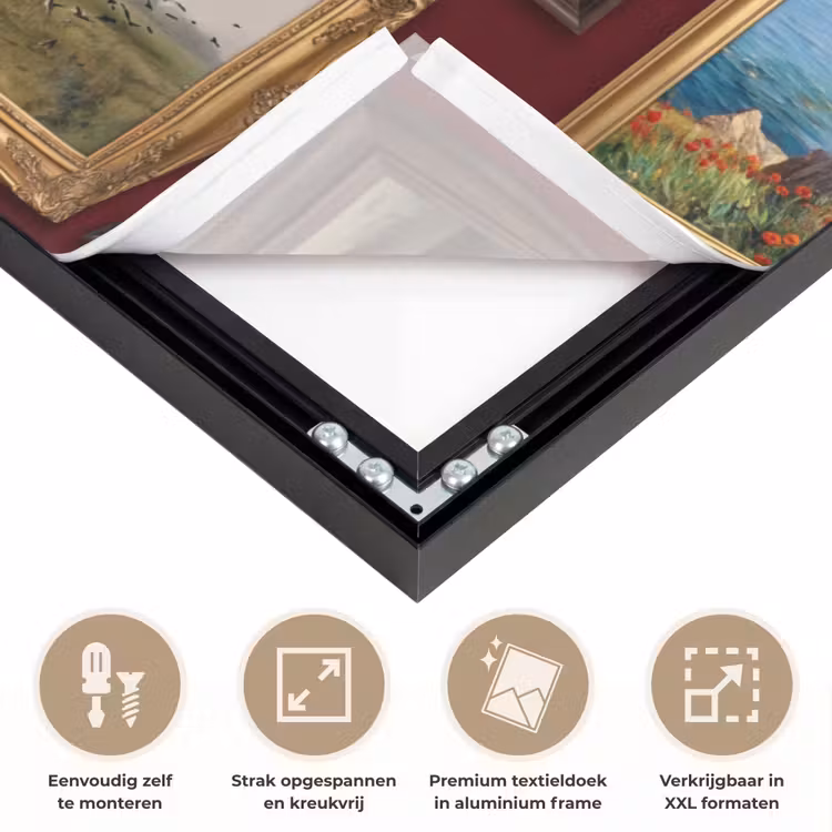 Bloemen - Vaas - Klassiek - Kunst - Rood Textielframe zwart klein -USP_feed_closeupNL