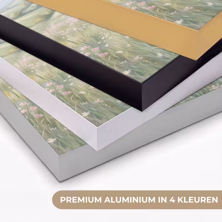 Bloemen veld - Bloemen - Groen Textielframe zwart klein -USP_kleurenNL