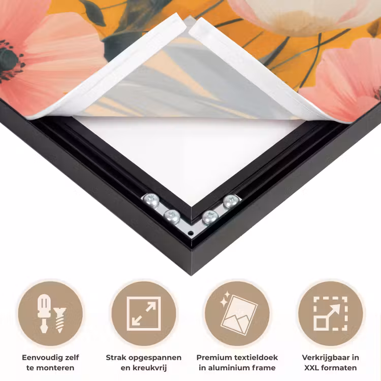 Bloemen - Veld - Geel Textielframe zwart klein -USP_feed_closeupNL