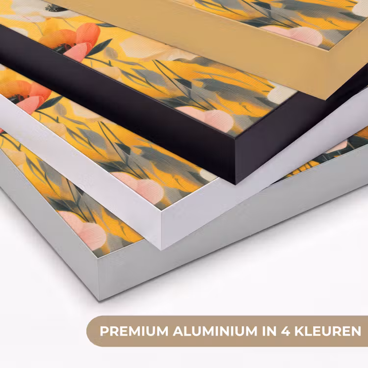 Bloemen - Veld - Geel Textielframe zwart klein -USP_kleurenNL