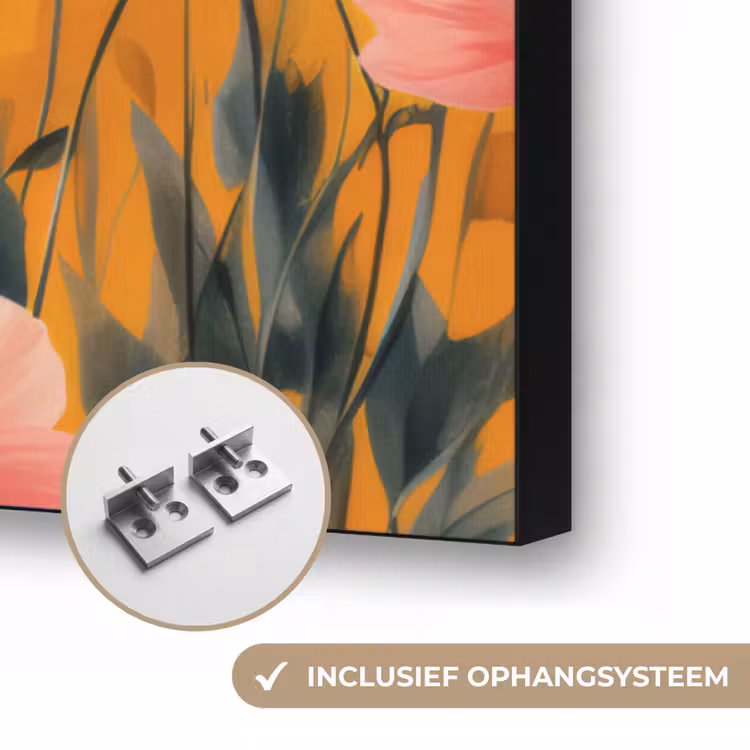 Bloemen - Veld - Geel Textielframe zwart klein -USP_ophangsysteemNL
