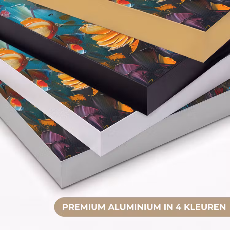 Bloemen - Verf - Kunst - Modern Textielframe zwart klein -USP_kleurenNL