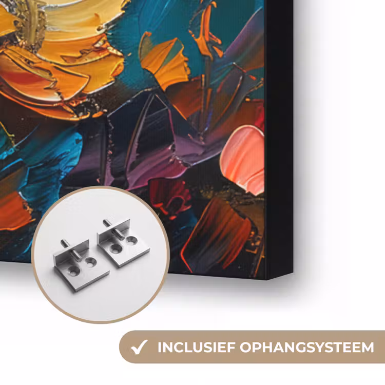 Bloemen - Verf - Kunst - Modern Textielframe zwart klein -USP_ophangsysteemNL