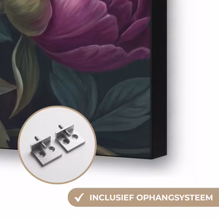 Bloemen - Vlinder - Natuur - Modern - Paars Textielframe zwart klein -USP_ophangsysteemNL