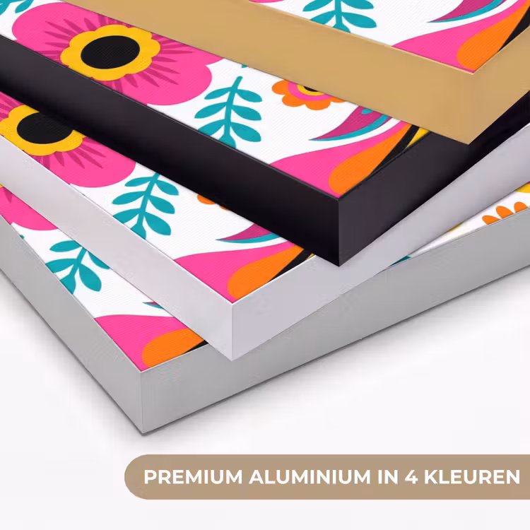 Bloemen - Vogel - Patroon - Kleurrijk - Modern Textielframe zwart klein -USP_kleurenNL