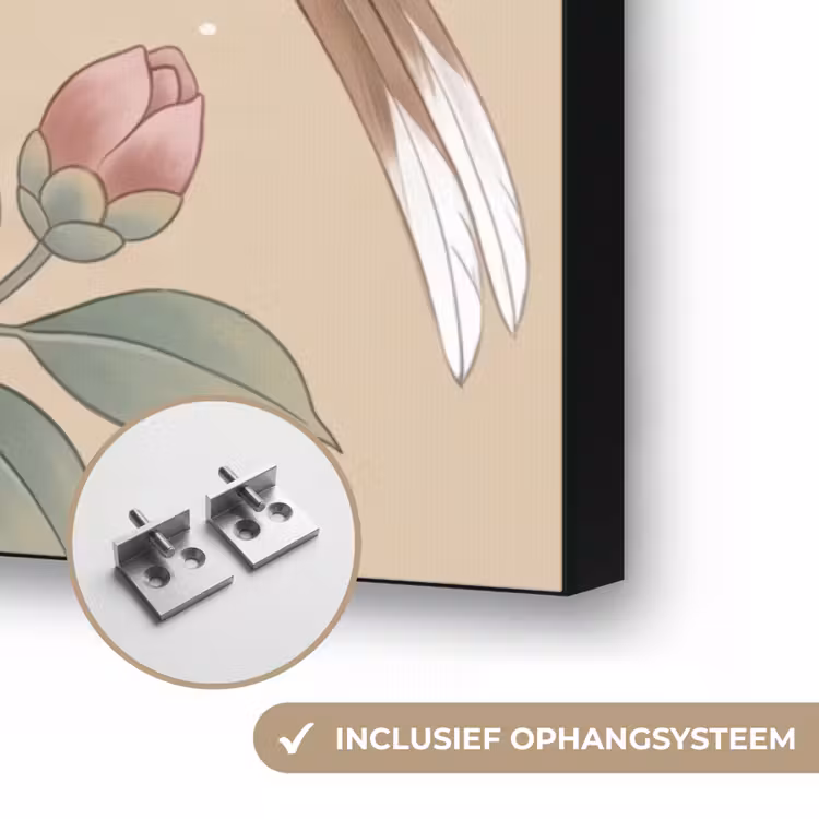 Bloemen - Vogels - Bloemen Textielframe zwart klein -USP_ophangsysteemNL