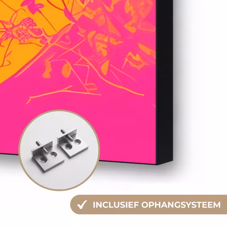 Bloemen - Vrouw - Kimono - Roze Textielframe zwart klein -USP_ophangsysteemNL