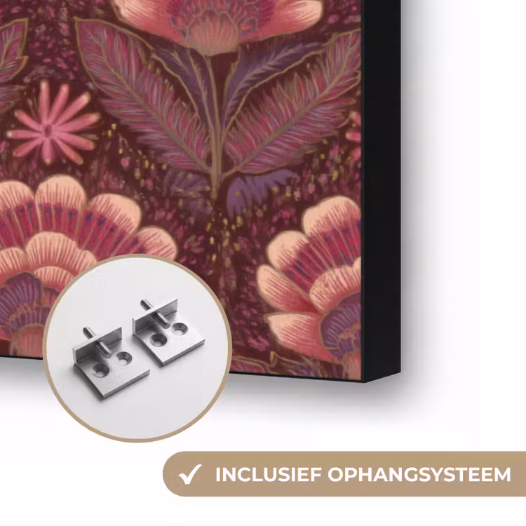 Bloemen - Waaier - Paars Textielframe zwart klein 947 -USP_ophangsysteemNL