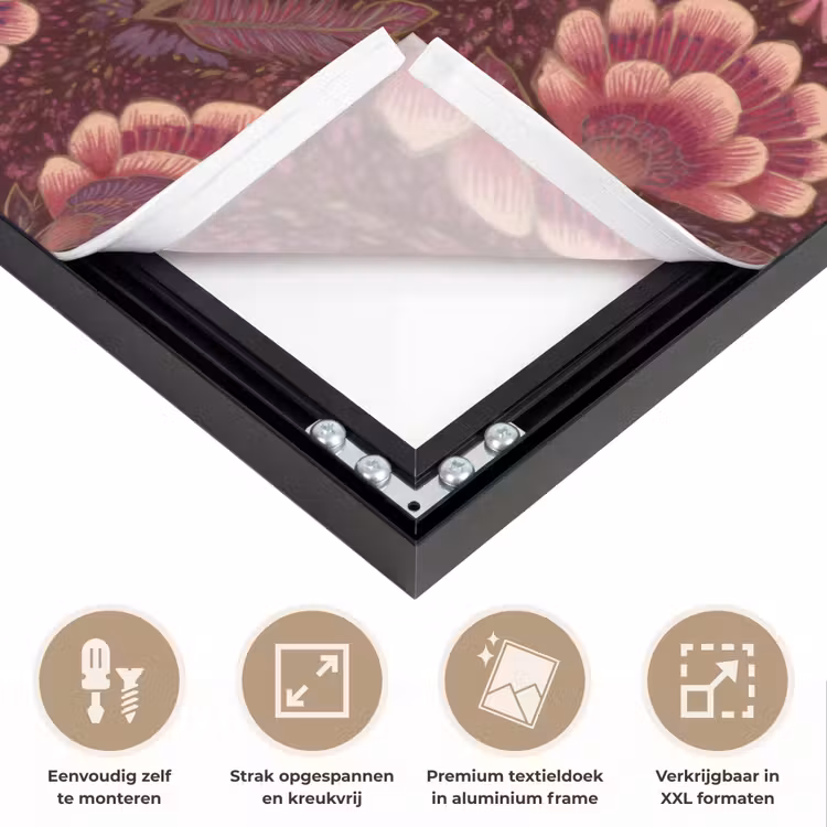Bloemen - Waaier - Paars Textielframe zwart klein 947 -USP_feed_closeupNL