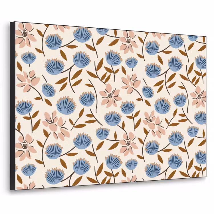Bloemen - Wild - Blauw Textielframe zwart klein 947 -3d