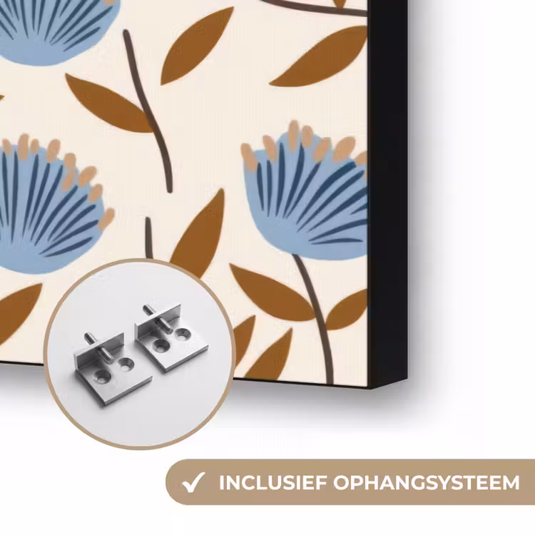 Bloemen - Wild - Blauw Textielframe zwart klein 947 -USP_ophangsysteemNL