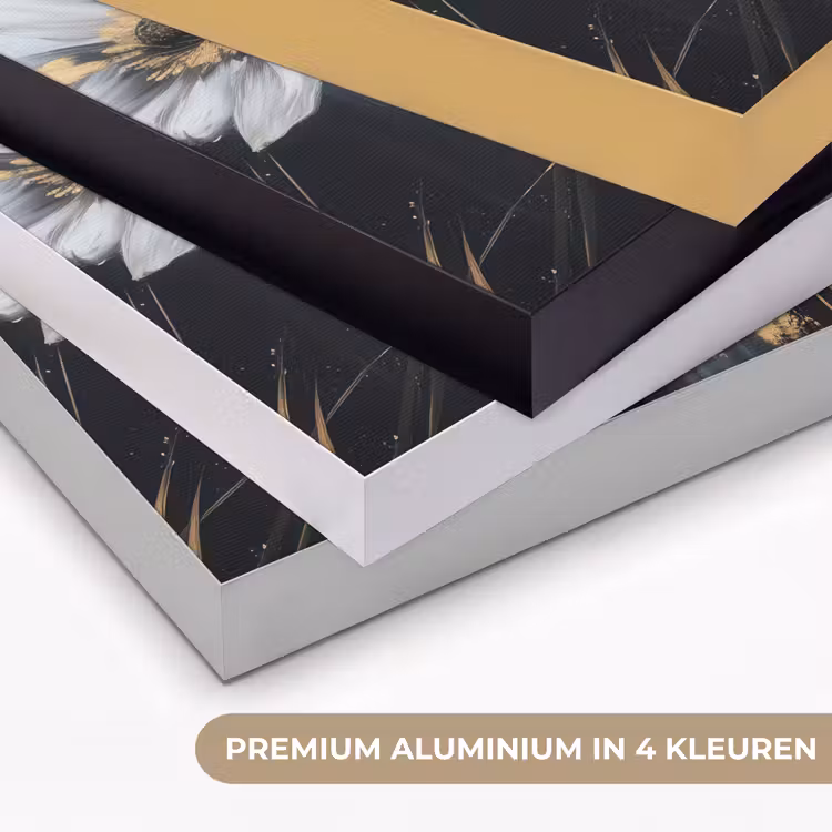 Bloemen - Wit - Abstract Textielframe zwart klein -USP_kleurenNL