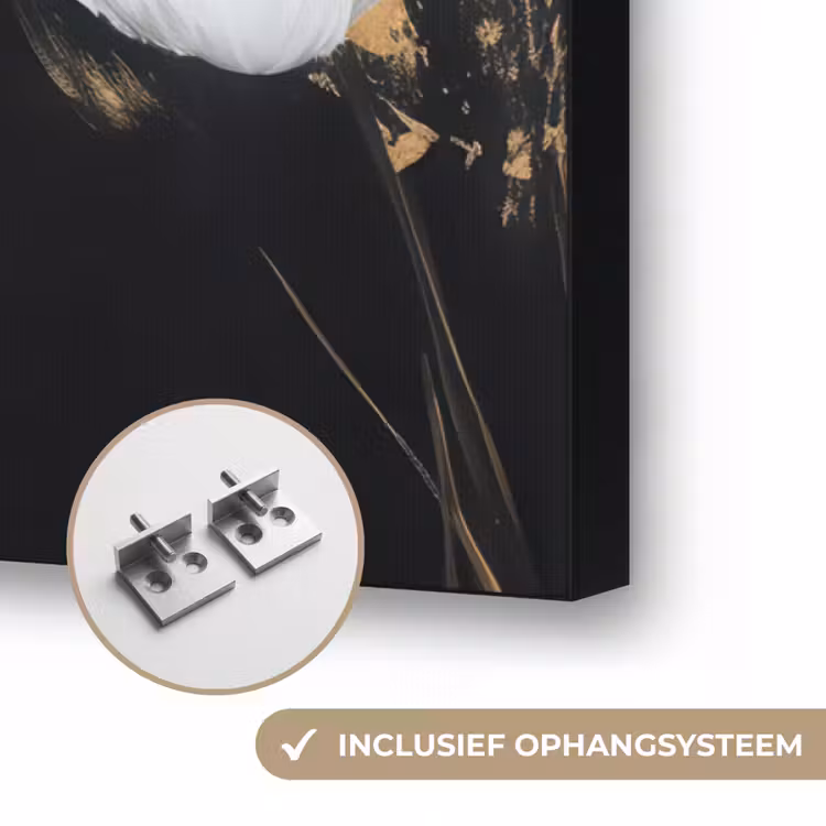 Bloemen - Wit - Abstract Textielframe zwart klein -USP_ophangsysteemNL