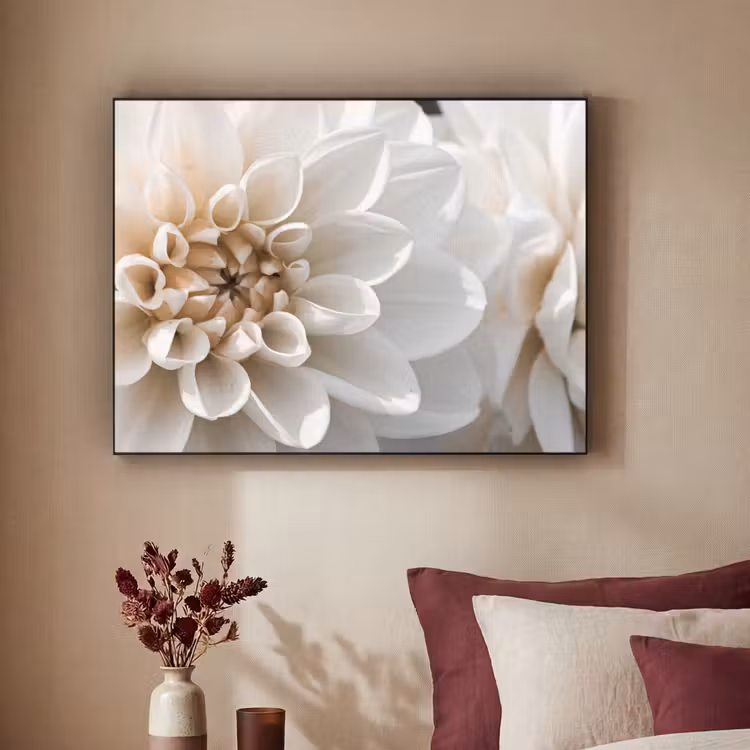 Bloemen - Wit - Natuur Textielframe zwart klein -sfeer1