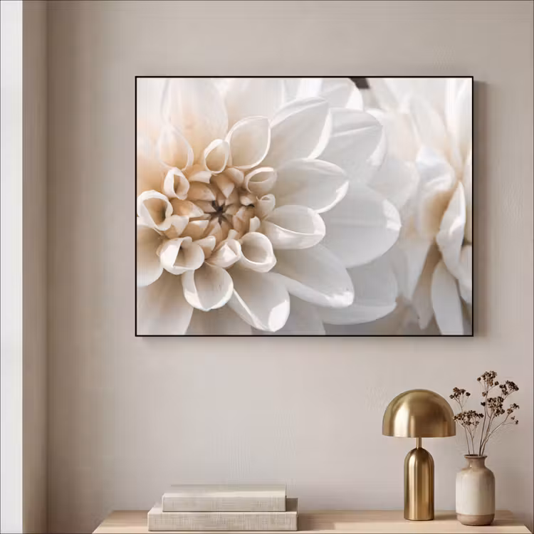 Bloemen - Wit - Natuur Textielframe zwart klein -sfeer2