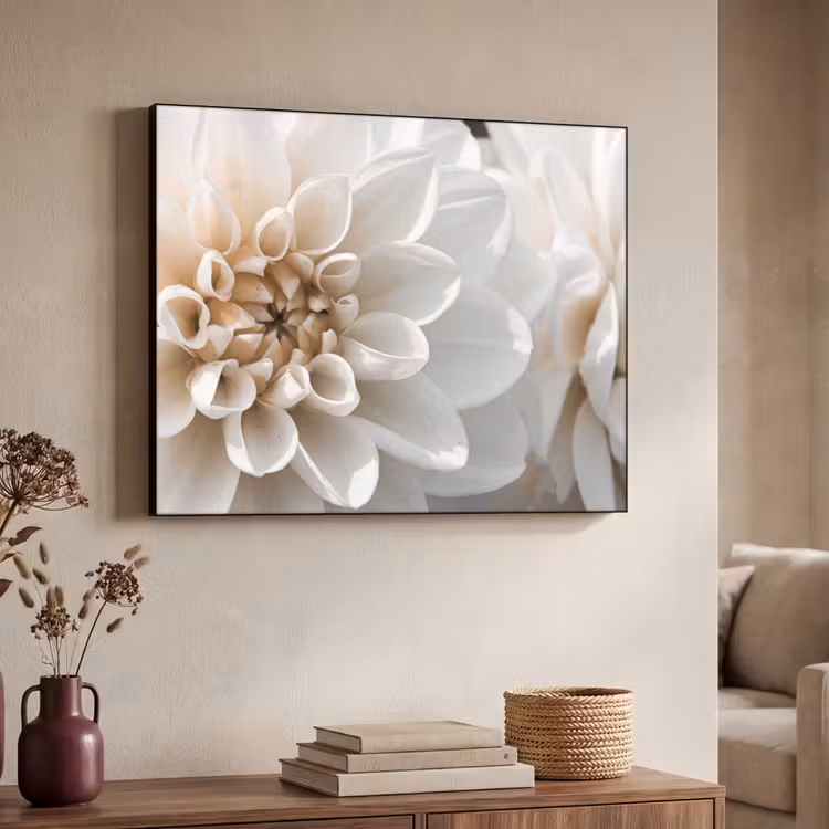 Bloemen - Wit - Natuur Textielframe zwart klein -sfeer3