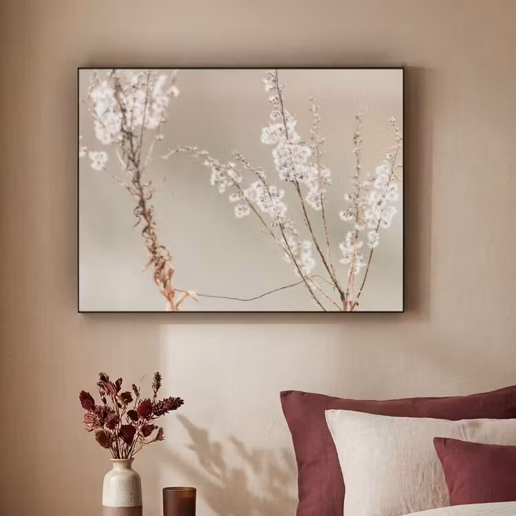 Bloemen - Wit - Planten Textielframe zwart klein -sfeer1