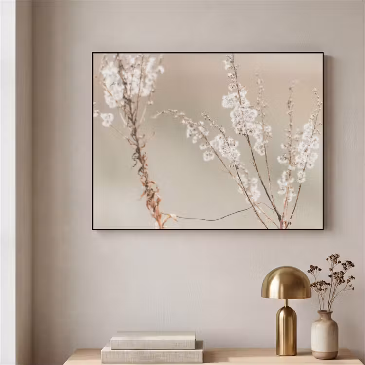 Bloemen - Wit - Planten Textielframe zwart klein -sfeer2