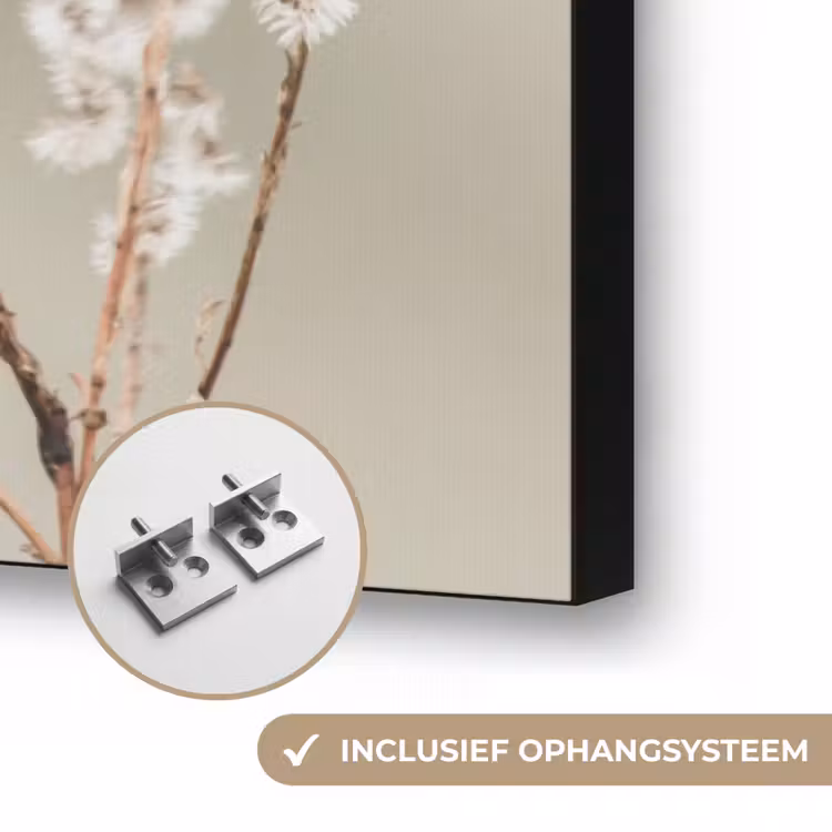 Bloemen - Wit - Planten Textielframe zwart klein -USP_ophangsysteemNL